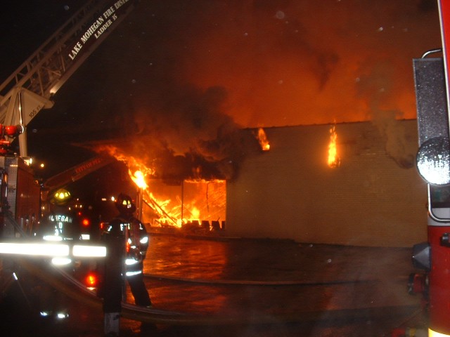 Ladder 35 Operating Aerial Master Stream At Peekskill Shopping Center 